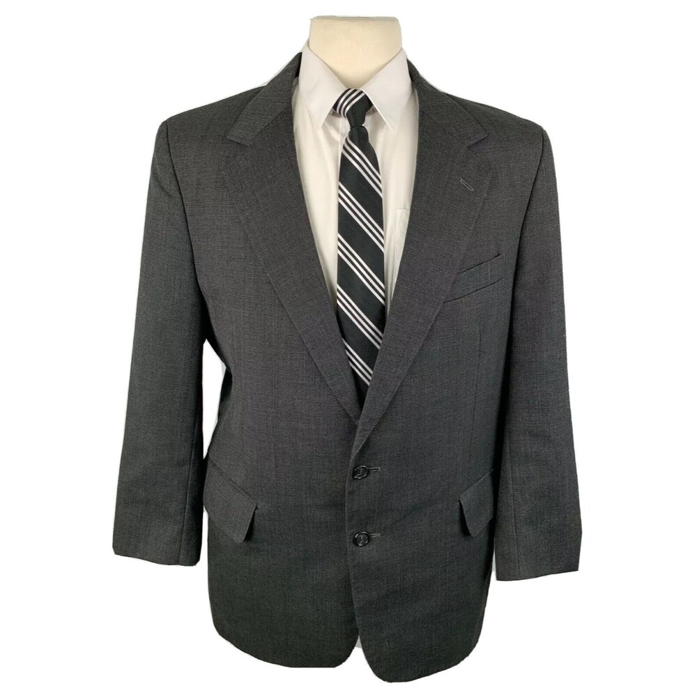 VINTAGE YORKSHIRE SQUARE Mens 42R Gray 100% Wool Blazer Sport Coat Suit Jacket